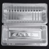 Recipiente para alimentos con bisagras cuadradas de plástico transparente, 25