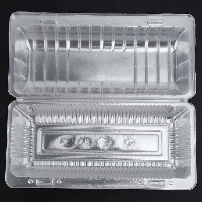 Recipiente para alimentos con bisagras cuadradas de plástico transparente, 25