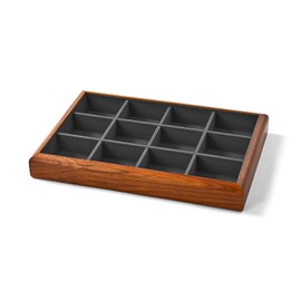 Oirlv Solid Wood 12 Grid Jewellery Trays, Stackable, Organiser for Jewellery, Jewellery Holder (Dark Grey)