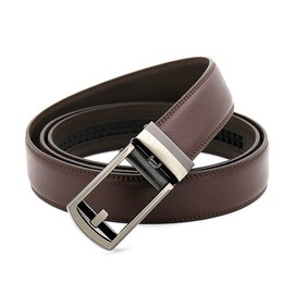 Men's Dress Comfort Genuine Click Belt，Adjustable Perfect Fit Leather Belt 27-46" (Comfort belt-1) (Brown)