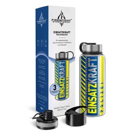 XL Thermos Flask Police Gift Idea Stainless Steel Vacuum Insulated Double Walled 530 ml Drinking Cup 3 Lids Leak-Proof for Sports Travel Service