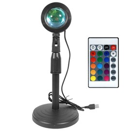 PLLYPE Sunset Lamp Projector, 16 Colors Rainbow RGB Sunset Lamp Remote Control, 360 Degree Rotation Romantic Vision Mood Light for Bedroom Photography Party Selfie Living Room Home Decor