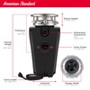 American Standard 10-US-AS-3 Garbage Disposer, 1/3 HP, Black