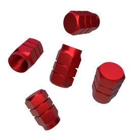 BOROLA Air Valve Cap Tire Aluminum Anodized Corrosion Prevention for Car Motorcycle 5pcs (Red)