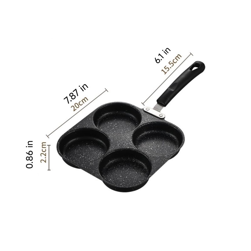 4-Cup Non-Stick Aluminum Egg Pan – BPA-Free Coating for Healthy