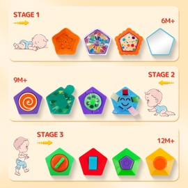 Montessori Toys for Babies 6-12 Months, Busy Cube for Toddlers 1-3 with 12 Activity Cube Blocks, Educational Toys for 1+ Year Old Baby Toys 12-18 Months Baby First Birthday Gift for Boys Girls