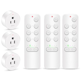 Remote Control Outlet, GREENCYCLE Remote Timer Switch, Plug in Light Switch Outlet, 500ft Range, 15A/1500W, for Lights, Fans, Christmas Lights, Household Appliance, 3Remotes 3Outlets