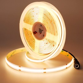 JOYLIT 24 V COB LED Strip 5 m 3000 K Warm White 480LEDs/M IP20, CE UL ProLED 18 W/M 9510LM Very Bright CRI 95+ LED Strip, Without Dots, Dimmable LED Strip for Commerce, Household (Power Supply Not