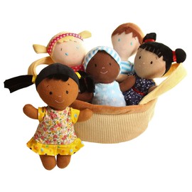 Snuggle Stuffs Basket of Buddies Plush Diversity Multicultural Ethnic Dolls | Diversity Toys for Toddlers | Soft Multicultural Dolls for Preschool Classroom, Daycare or at Home | Set of 5-8"