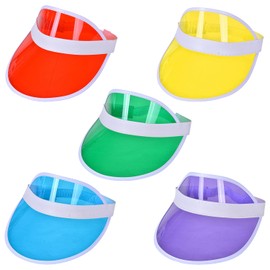 Sertay Pack of 5 Unisex Sun Visors, Retro Neon Sun Visors, Transparent Peaked Cap, Neon Poker Hat, Neon Visor Hats, 80s Sun Visor, Suitable for Cycling, Running, Mountaineering, Golfing, Colourful