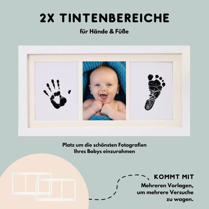HuBorns - Baby Handprint and Footprint - Photo Frame for