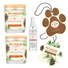 One Fur All Pet House Candle - Evergreen Forest Value Pack - 100% Plant-Based Wax Candle - Pet Odor Eliminator for Home - Non-Toxic & Eco-Friendly Air Freshening Scented Candles