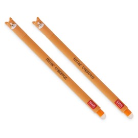 LEGAMI Erasable Gel Pen Corgi, Thermosensitive Ink, 0.7 mm Tip Diameter, 15 cm Length, Black ink (Pack of 2)