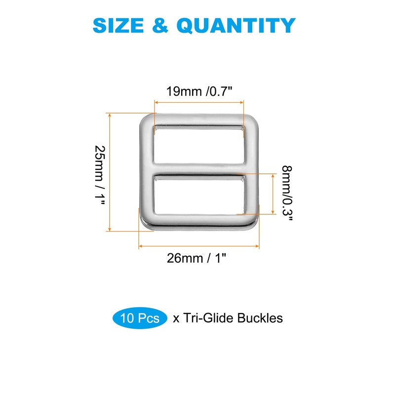 PATIKIL Flat Metal Slide Buckle 2 Inch / 50mm, 10