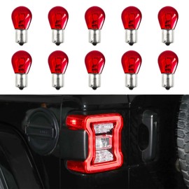 Lyxheth 10PCS Car 1156 Turn Signal Light, Automotive Brake Light, P21W 1141 S25 High Brightness Light Bulb, Car Accessories Single Contact Turn Signal Light Bulb Replacement for Cars (Red)