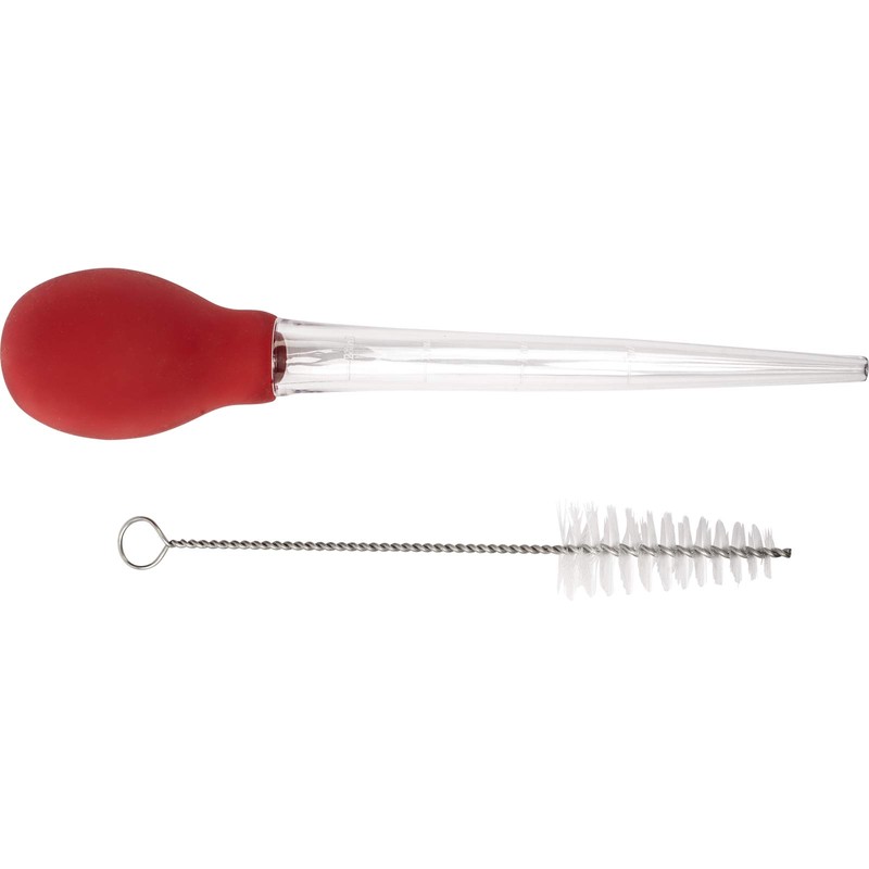 Westmark Bratensaftspritze, mit Reinigungsbürste, Länge: 28 cm, Kunststoff, Rot/Transparent, 15252270