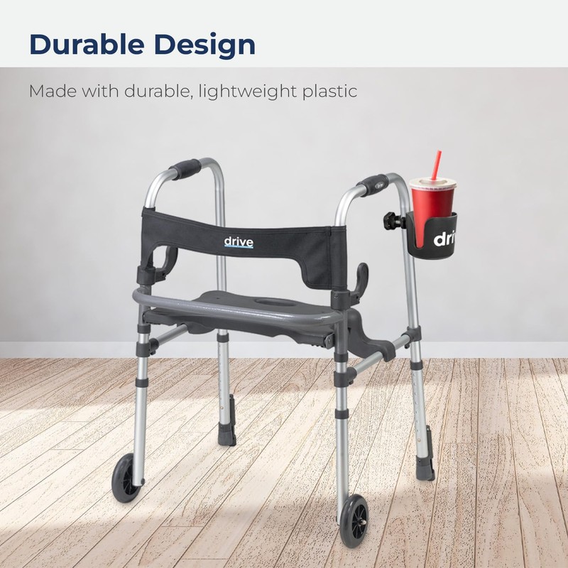 Drive Medical Universal Clamp-On Cup Holder For Walker, Rollator, &