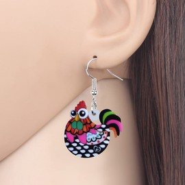 NEWEI Acrylic Cute Chicken Earrings Dangle Charms Chicken Gifts for Women Farm Animals Jewelry (Chicken K)
