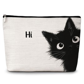GREOXG Hi Black Cat Makeup Bag, Small Travel Cosmetic Bag with Zipper, Cute Makeup Pouch Gift Ideas for Women Teen Girls Friends Mom Sisters Teacher Birthday Christmas Wedding Graduation-E06