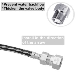 Brass Check Valve 1/2" Female to 1/2" Male Thread Non Return One Way Backflow Preventer Nickel Plated Valve Connect Supply Hose for Rv Heater, Toilet , Water Tower 2PCS