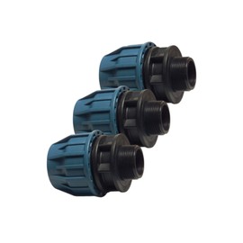 Polypropylene Coupling Clamp x Male Thread AG Connection Screw 16 Bar | PE Pipe Plastic Fitting | PP Clamp Connector for Drinking Water DVGW/KIWA/WRAS/SVGW (20 mm x 1/2, 3)