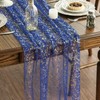 Artoid Mode Gauze Cheesecloth Glitter Foil Blue Gold Table Runner