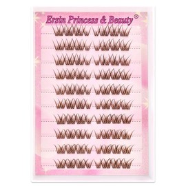 Selbstklebende Wimpern Cluster vorgeklebte Wimpernbüschel 80 Stück Brown Flauschiges C Curl Einzelwimpern Natürlich Look 10-14mm Mixed(80P-QNN)