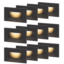 120V Dimmable LED Step Lights, 3000K/4000K/5000K, 12-Pack | Line Voltage 3.5W 175lm Landscape Lighting for Stairway Pathway Patio, Indoor Outdoor Wet Location, Aluminum ORB Finish