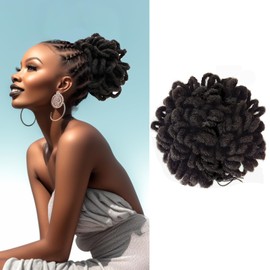Liliyab DreadLocks Chignons Afro High Puff Drawstring Ponytail Hair Bun Hairpieces Faux Locs Chignons Clip In Pony Tail for Black Women (10", 4#)