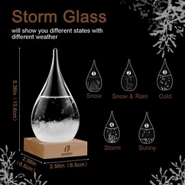 Storm Glass Weather Predictor, Christmas Gifts for Women Unique Gifts for Men, Weather Glass Home/Office Desk Decorations,Weather Gifts for Men Women