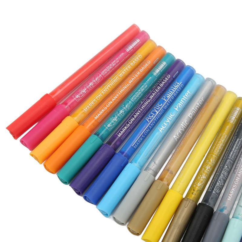 24Pcs Acrylic Paint Markers Multi Function Safe Nontoxic Moistureproof Quick