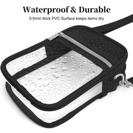 Clear Bag Stadium Approved PVC Clear Crossbody Purse Bags Makeup Organizer Pouch Concerts Tote Bag Shoulder Bag Messenger Bag (Black)