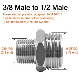 Joywayus 1/2 G Male to 3/8 Compression Male Thread Pipe Fitting, Nickel Plated Brass Reducer Faucet Connector Water Hose Adapter, Supply Line Adapter for RV Kitchen Bathroom Plumbing (Pack of 2)