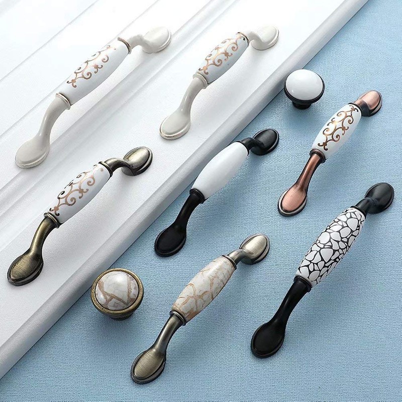BOZONLI 4 Pack Ceramic Handles, Cupboard Handles, Door Knobs Drawer