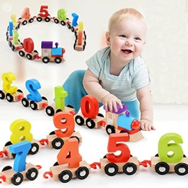 Wooden Train toy Digital Train Set Railway toy Kid Early Counting 0-9 Number Learning Toy,Early Learning Educational Toys for age over 3 years Children Kids Toddler Boys Girls