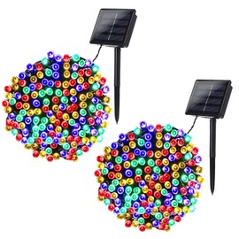 Joomer Solar Christmas Lights, 2 Pack Total 144 FT 400 LED 8 Modes Waterproof Solar String Lights Outdoor Auto ON/Off for Patio, Tree, Garden, Christmas Decorations (Multicolor)