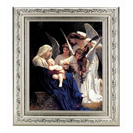 Needzo Bouguereau Heavenly Melodie Print in an Ornate Scroll Carving Silver Toned Frame, 12 Inch