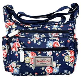 FAVORTALK Crossbody Bags for Women Medium Waterproof - Multi Pocket Handbag with Adjustable Strap Large Waterproof Floral Cross Body Messenger Bag Womens for Hiking Shopping Work - B39414