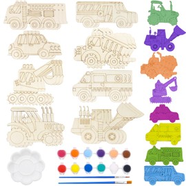 Car Craft Set Kit, 29 Pieces Automotive Wood Craft Set Car for Children, Wood Car Craft Wooden Craft Sets Crafts with Wood for Children, Car Wood Crafts Children's Birthday, Car for Painting