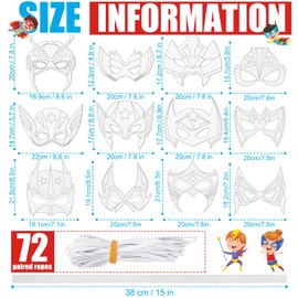 Sosation 72 Pcs Color Your Own Hero Masks DIY Paper Felt Masks Craft Blank Graffiti Favor Gift with Ropes for Kids Birthday Party (Paper)