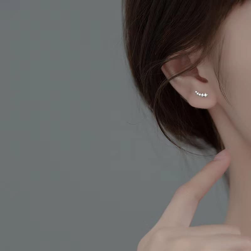 Earrings, Silver 925, Gold, 18K Coating, Hypoallergenic, CZ Diamond, Smile