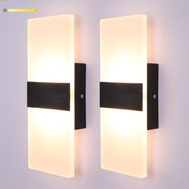 LIGHTESS Modern Wall Sconce 12W LED Wall Lights Indoor Acrylic Modern Wall Light Set of 2 LED Wall Lamp for Hallway Living Room Corridor Bedroom, Warm White
