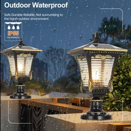 SLAWA 16.14" Solar Post Lights Modern Outdoor Post Lantern Aluminum Exterior Pillar Lights IP65 Waterproof LED Solar Powered Column Caps Lamps Garden Yard Pool Entry Lawn Path Pole Light Fixture