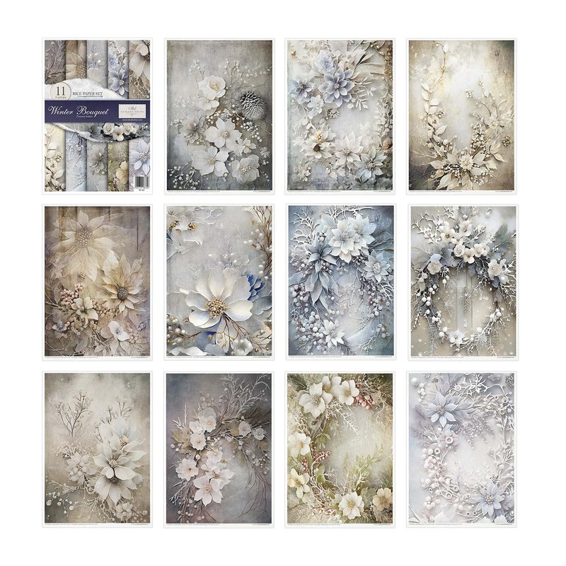 ITD Collection Winter Bouquet Rice Paper RP067 21 x 30