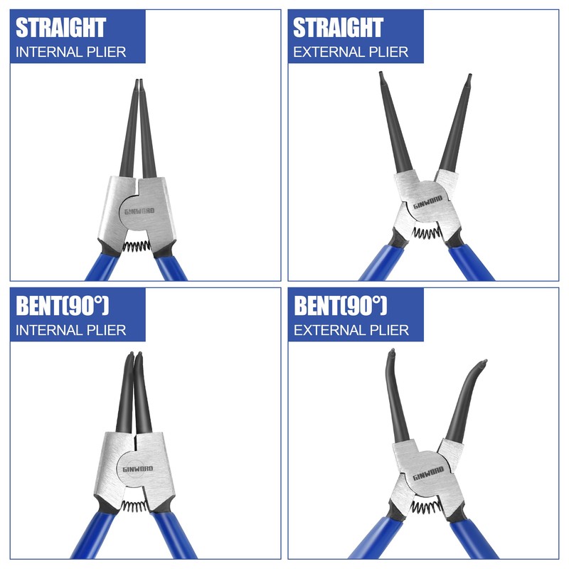 GINWORD 7-inch 4 Pcs Snap Ring Pliers Set, Circlip Pliers