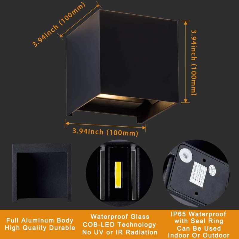 LANFU LED Aluminum Waterproof Outdoor Wall Sconce, 100-277V 3000K Outdoor