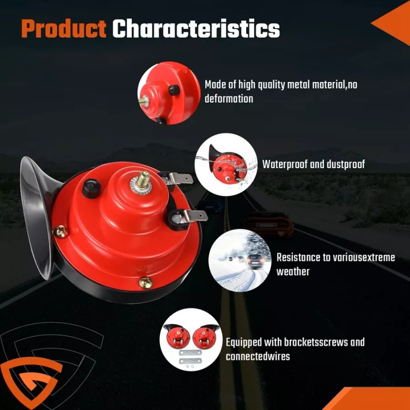 Gearzaar 2* 12V 300DB Super Loud Train Horn Waterproof For