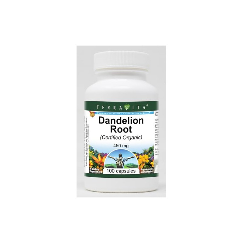 Dandelion Root (Certified Organic) - 450 mg (100 Capsules, ZIN: