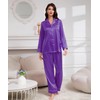 Maxbee Women's Satin Silk Pajamas Set, 2 Piece Notch Collar