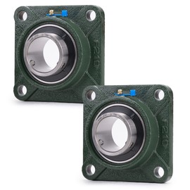 XIKE 2 Pcs UCF210 Bore 50 mm Pillow Block Square Flange Mounted Ball Bearings, Solid Cast Iron Base and Self Aligning Chrome Steel Sealed Bearings.